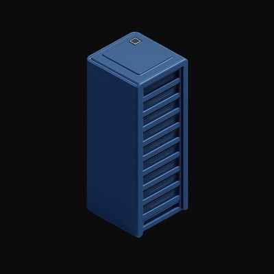 Navy Mini Server Tower - 3D icon from Retro Tech & Devices
