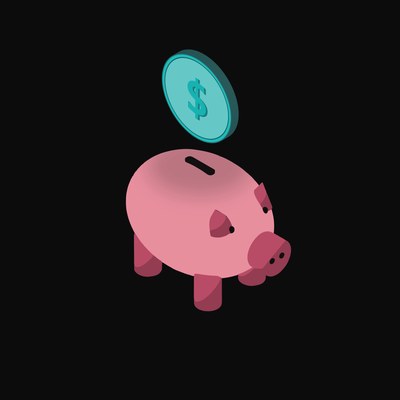 Hong Kong Dollar Floating Over a Piggy Bank - animated icon from Crypto & Currency Piggy Bank Float