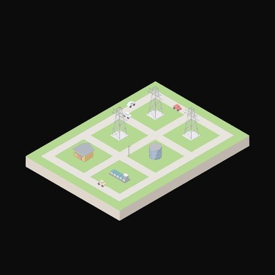 Grid Interconnect Pylons Animated Icon - animated icon from Isometric AI Infrastructure Scene Motion Icons