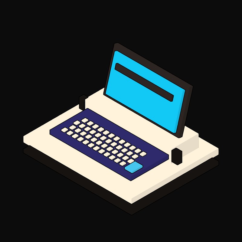 Cream Console Drawer with the Screen Up - illustration from Neo Brutalist AI Hardware Icons