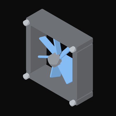 Blue Cooling Fan Unit Animated Icon - animated icon from Server and Network Hardware Motion Icons