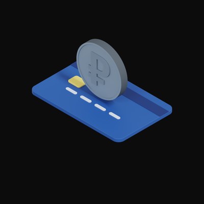 Russian Ruble Floating Over a Credit Card - 3D icon from Crypto & Currency Credit Card Float
