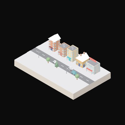 Market Street Row - illustration from Isometric City Scene Illustrations