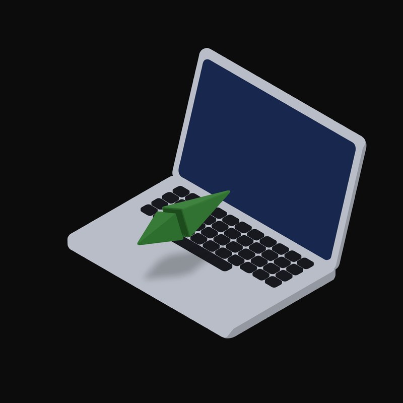 Ethereum Classic Floating Over a Laptop (Back) - illustration from Crypto & Currency Laptop Float