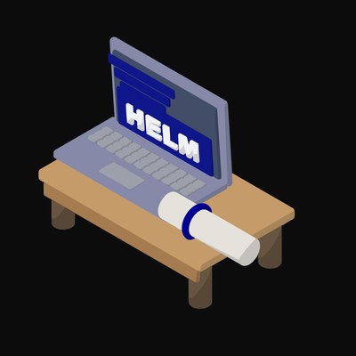 Helm Releases on a Laptop - illustration from Isometric Developer Stack Desks Icons