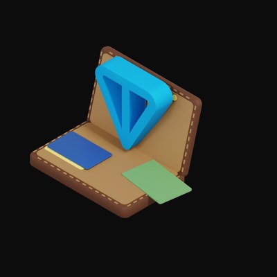 Toncoin Floating Over a Wallet - 3D icon from Crypto & Currency Wallet Float