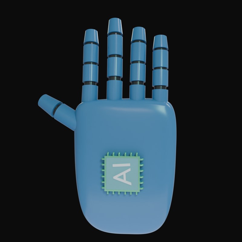 Steel Blue Open Palm Robot Hand 3D Icon - 3D icon from Robot Hand Gestures 3D Icons