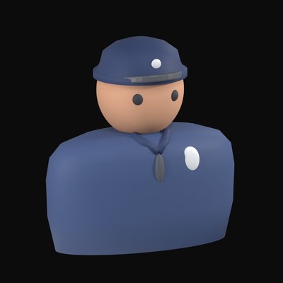 Police Officer in a Navy Cap with a Silver Badge - 3D icon from People and Profession Avatars 3D Icons