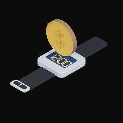 Australian Dollar Floating Over a Watch - 3D icon from Crypto & Currency Watch Float