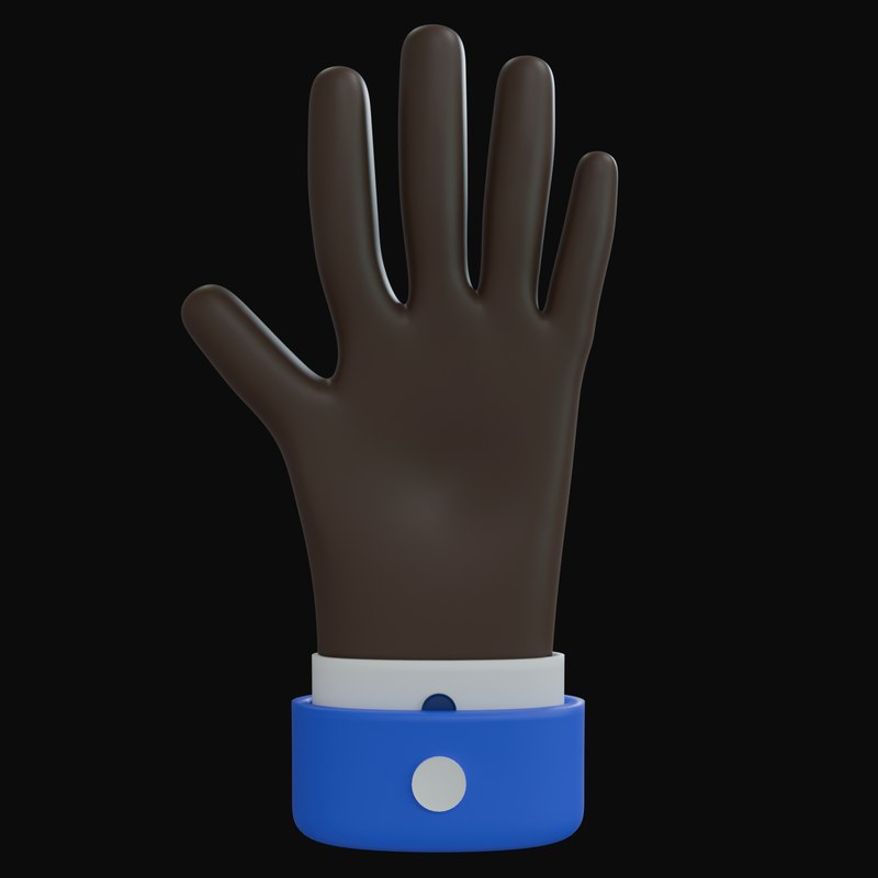 Black Open Palm Business Hand 3D Icon - 3D icon from Business Hand Gestures 3D Icons
