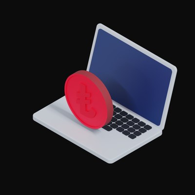 Turkish Lira Floating Over a Laptop - 3D icon from Crypto & Currency Laptop Float