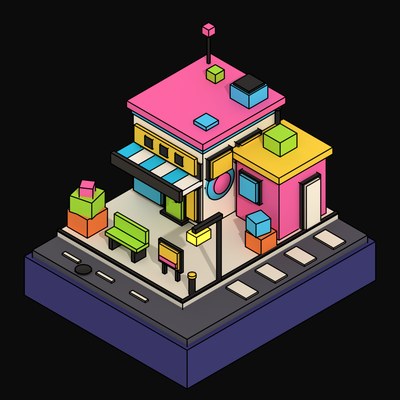 Neo Brutalist High Street - 12 3D assets