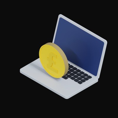 British Pound Floating Over a Laptop - 3D icon from Crypto & Currency Laptop Float