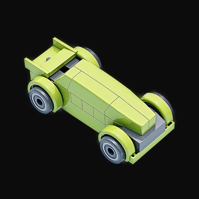 Green Toy Brick Racing Car - Plastic 2 - 3D icon from Toy Brick Vehicles - Plastic