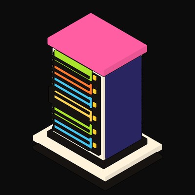 Cream Server Rack Cabinet with a Mesh Door - illustration from Neo Brutalist AI Hardware Icons