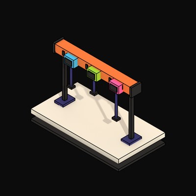 Orange Overhead Busbar Run with Tap Off Boxes - 3D icon from Neo Brutalist AI Hardware