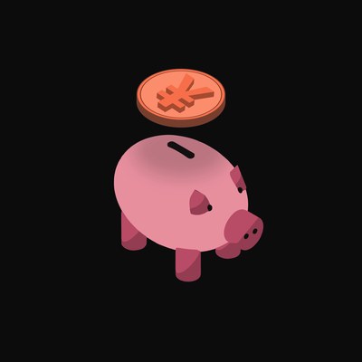 Chinese Yuan Floating Over a Piggy Bank (Back) - animated icon from Crypto & Currency Piggy Bank Float