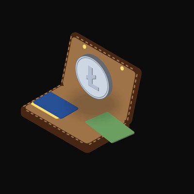 Litecoin Floating Over a Wallet - illustration from Crypto & Currency Wallet Float