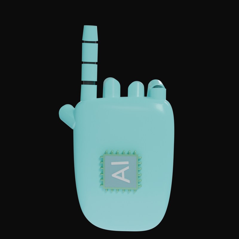 Cyan Pointing Up Robot Hand 3D Icon - 3D icon from Robot Hand Gestures 3D Icons