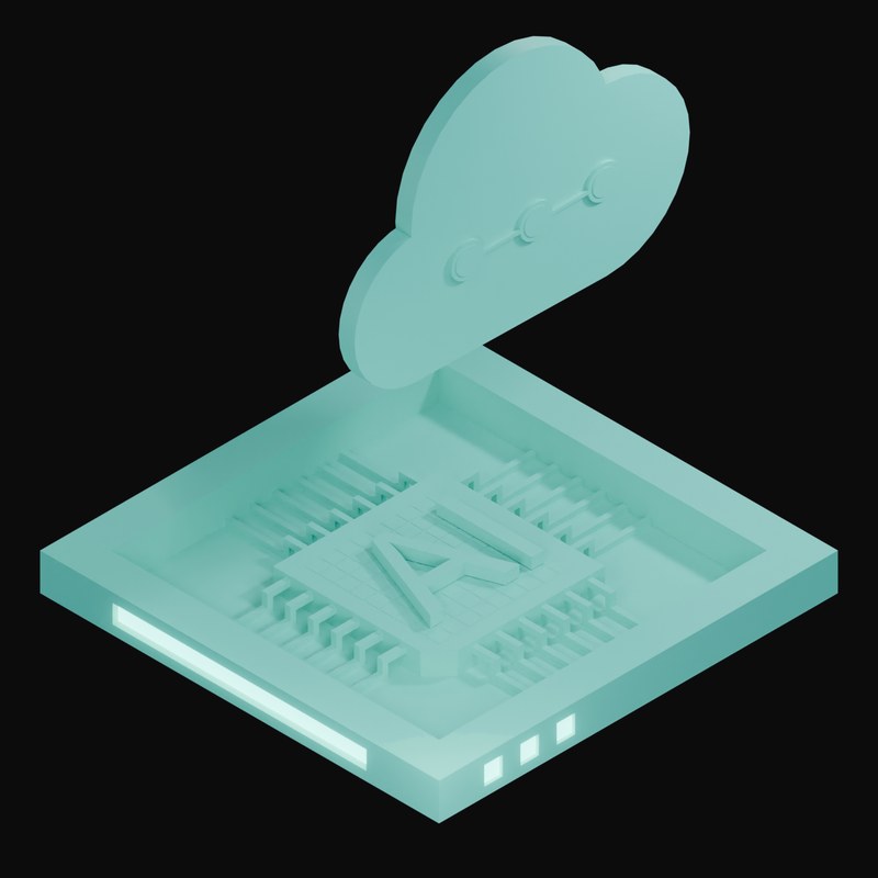 Turquoise Glass AI Cloud Chip 3D Icon - 3D icon from AI Cloud Chips