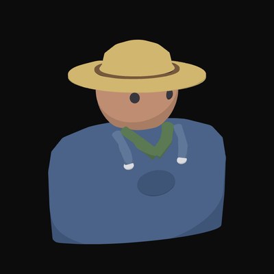Farmer in a Wide Straw Hat and Denim Dungarees Animated Icon - animated icon from People and Profession Avatar Animated Icons