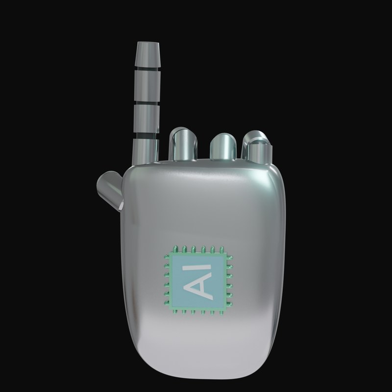 Silver Pointing Up Robot Hand 3D Icon - 3D icon from Robot Hand Gestures 3D Icons