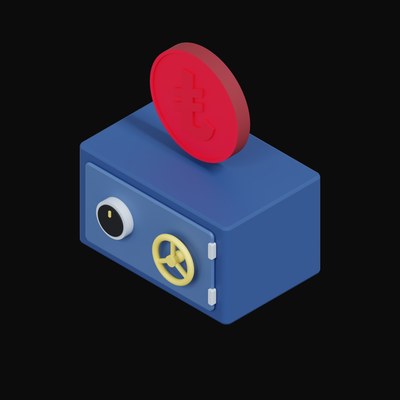 Turkish Lira Floating Over a Safe - 3D icon from Crypto & Currency Safe Float