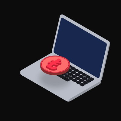 Turkish Lira Floating Over a Laptop (Back) - illustration from Crypto & Currency Laptop Float