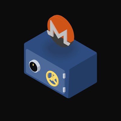 Monero Floating Over a Safe - animated icon from Crypto & Currency Safe Float