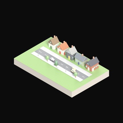 Hillside Cottages - 3D icon from City Scenes