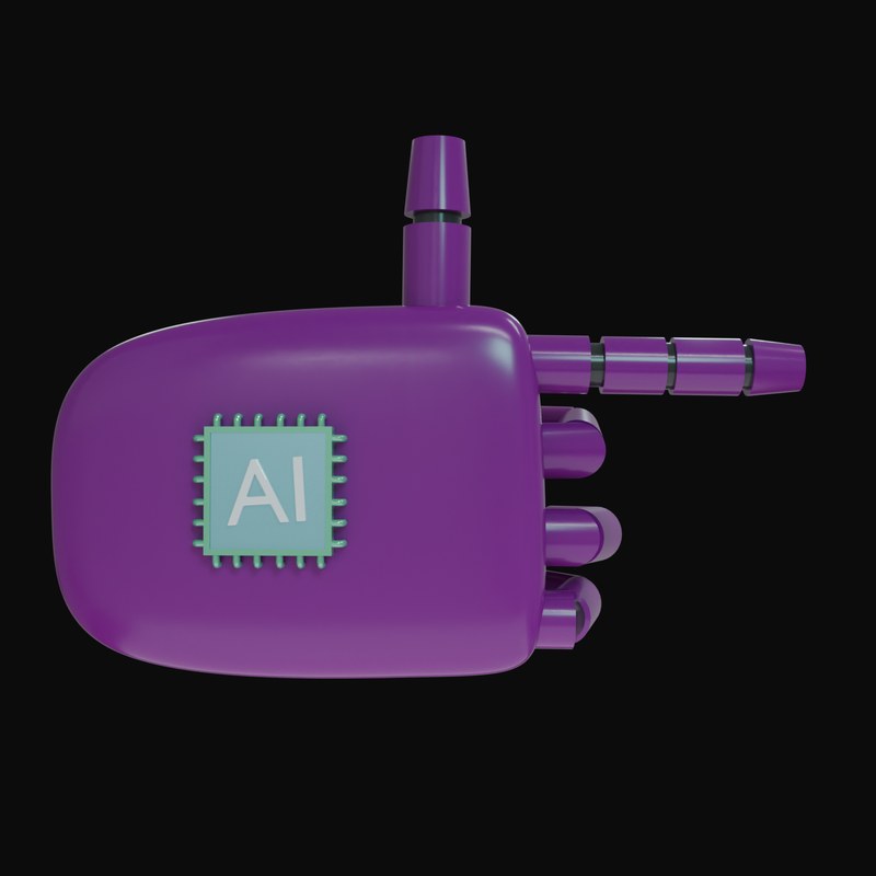 Purple Pointing Right Robot Hand 3D Icon - 3D icon from Robot Hand Gestures 3D Icons