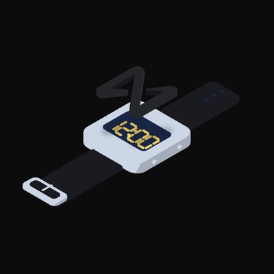 NEAR Floating Over a Watch (Back) - illustration from Crypto & Currency Watch Float