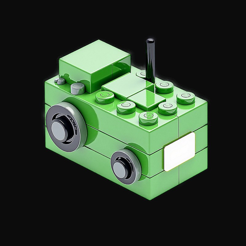Green Toy Brick Tractor - Plastic - 3D icon from Toy Brick Vehicles - Plastic