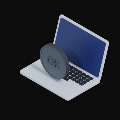 OKB Floating Over a Laptop - 3D icon from Crypto & Currency Laptop Float