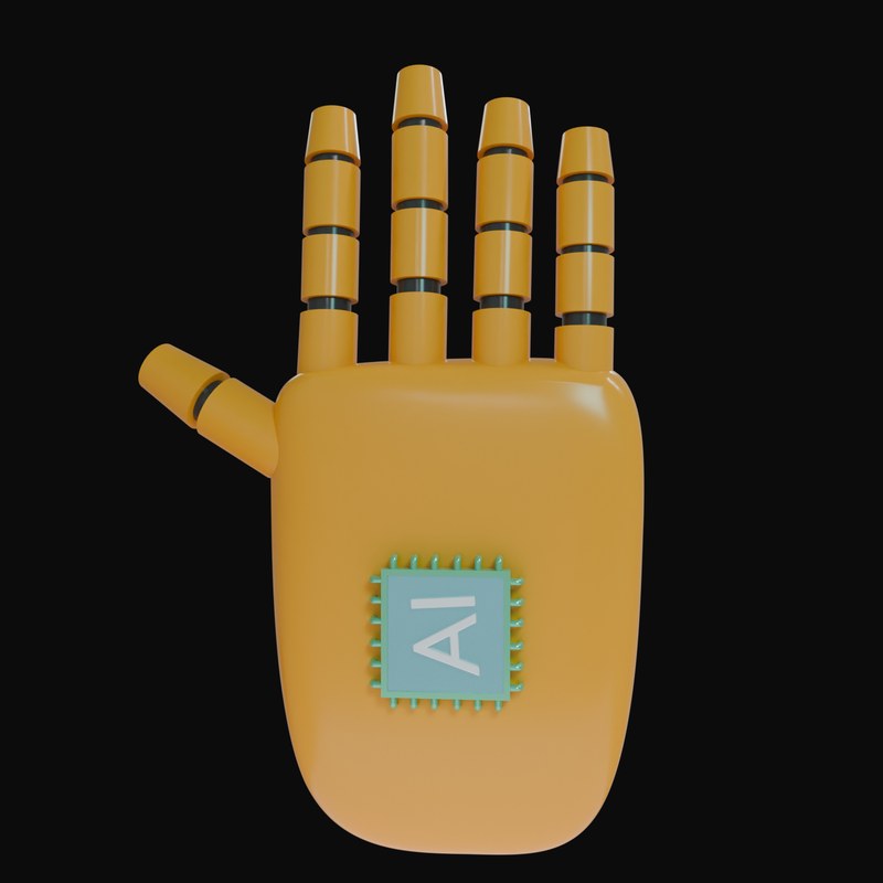 Orange Open Palm Robot Hand 3D Icon - 3D icon from Robot Hand Gestures 3D Icons