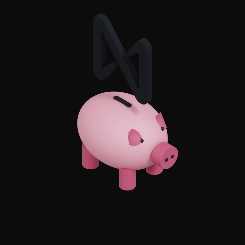 NEAR Floating Over a Piggy Bank - 3D icon from Crypto & Currency Piggy Bank Float