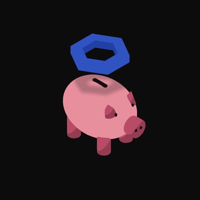 Chainlink Floating Over a Piggy Bank (Back) - animated icon from Crypto & Currency Piggy Bank Float