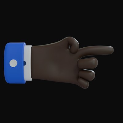 Black Pointing Right Business Hand 3D Icon - 3D icon from Business Hand Gestures 3D Icons