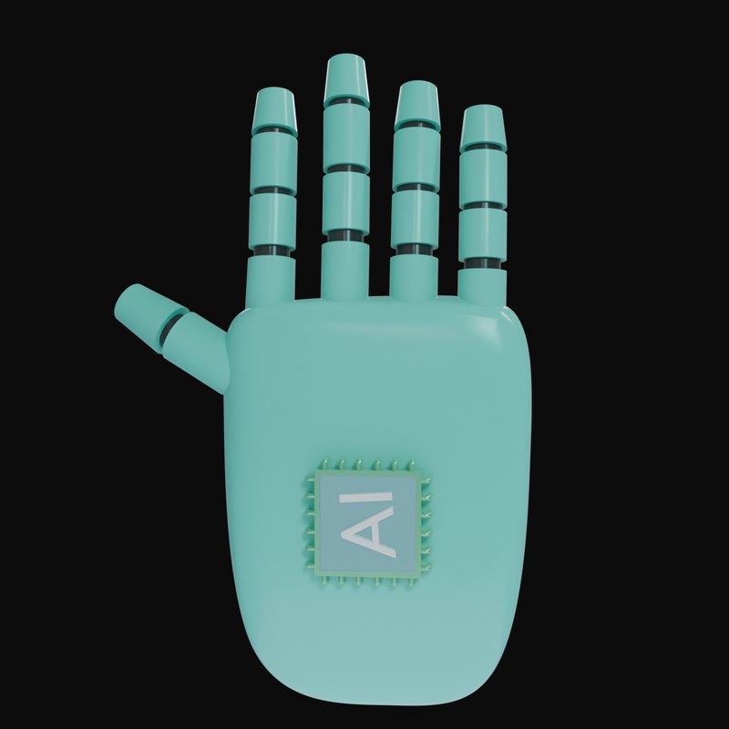 Turquoise Open Palm Robot Hand 3D Icon - 3D icon from Robot Hand Gestures 3D Icons