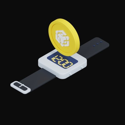 BNB Floating Over a Watch - 3D icon from Crypto & Currency Watch Float