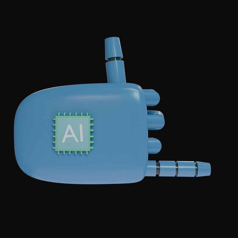 Steel Blue Rock On Robot Hand 3D Icon - 3D icon from Robot Hand Gestures 3D Icons