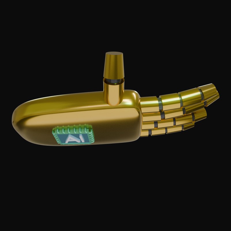 Gold Holding Robot Hand 3D Icon - 3D icon from Robot Hand Gestures 3D Icons