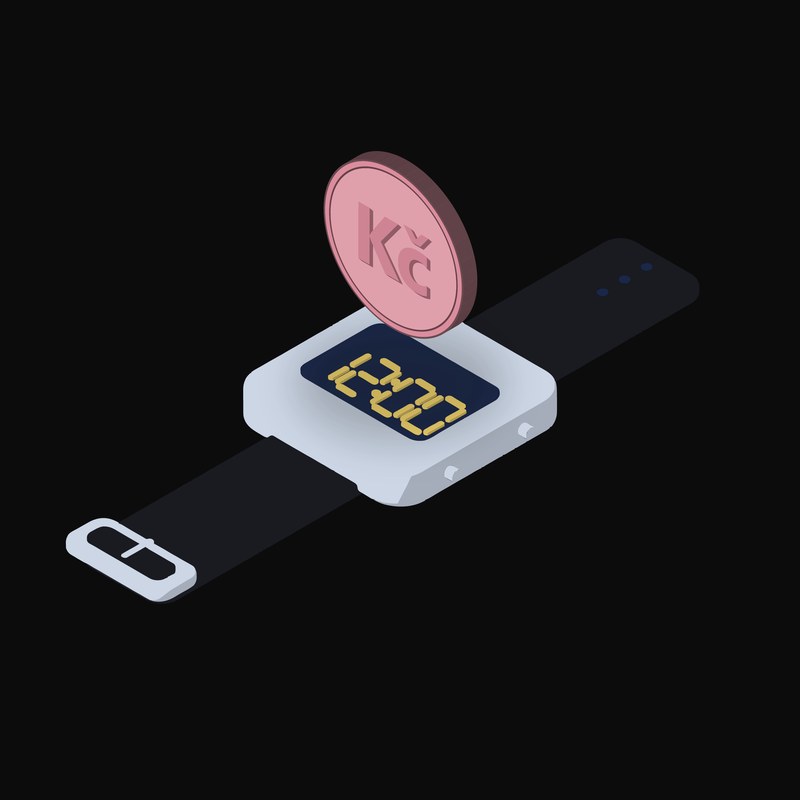 Czech Koruna Floating Over a Watch - animated icon from Crypto & Currency Watch Float