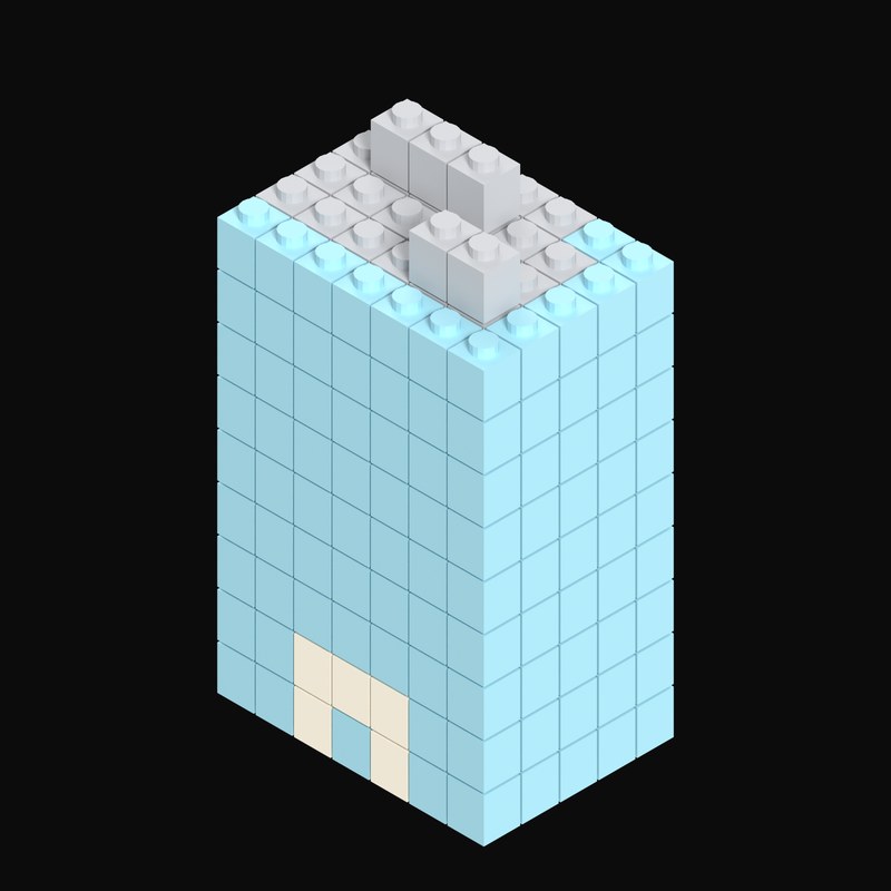 Toy Brick Steel and Glass Office Block - 3D icon from Toy Brick City