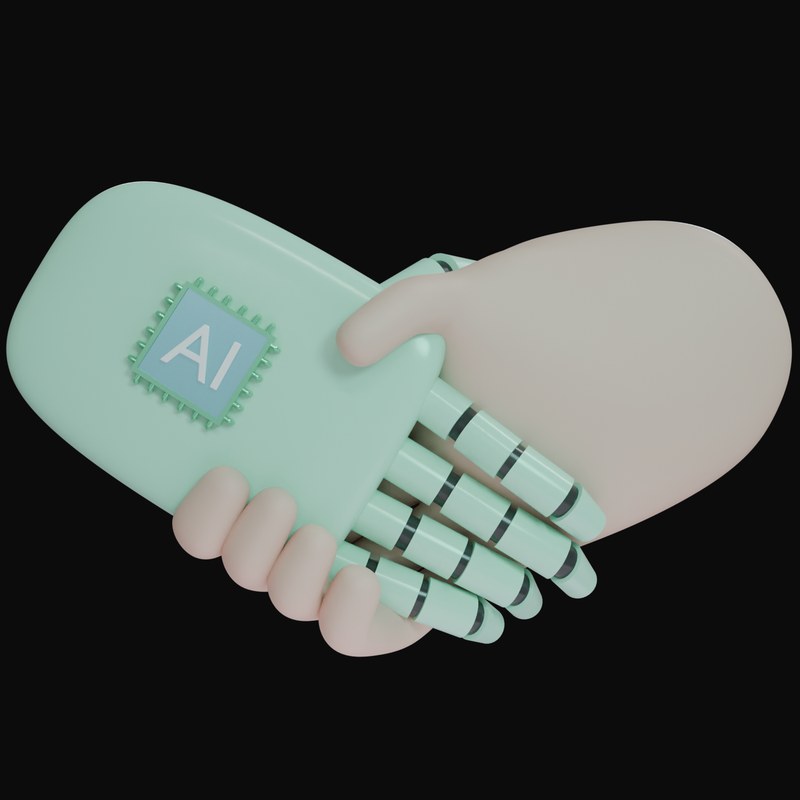 Mint Green AI Handshake 3D Icon - 3D icon from AI Handshake 3D Icons