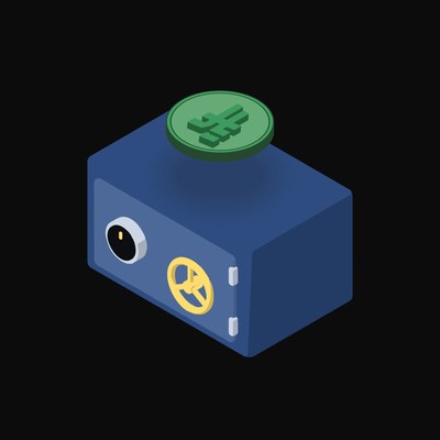 Saudi Riyal Floating Over a Safe (Back) - animated icon from Crypto & Currency Safe Float