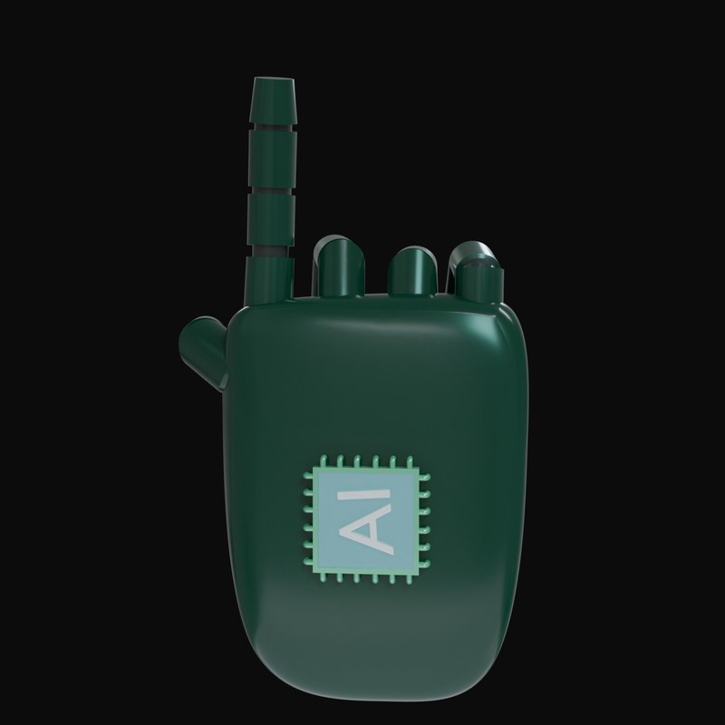 Emerald Pointing Up Robot Hand 3D Icon - 3D icon from Robot Hand Gestures 3D Icons