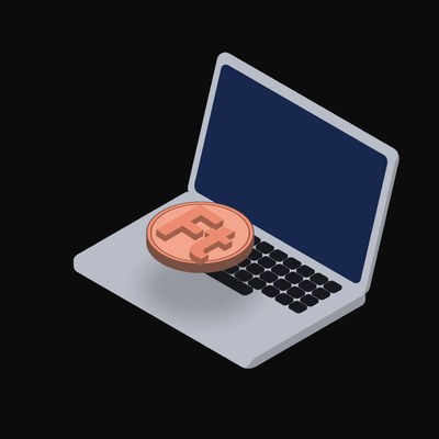 Hungarian Forint Floating Over a Laptop (Back) - illustration from Crypto & Currency Laptop Float