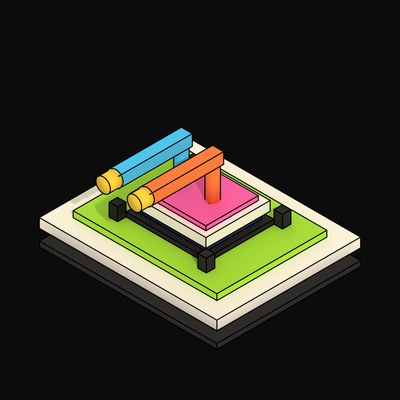 Cream Cold Plate Loop Over a Processor Die - 3D icon from Neo Brutalist AI Hardware