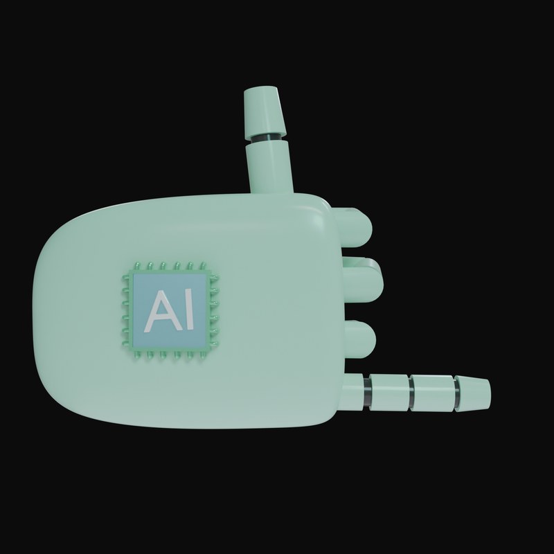 Mint Green Rock On Robot Hand 3D Icon - 3D icon from Robot Hand Gestures 3D Icons